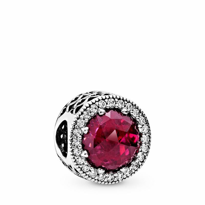 Pandora Sparkling Cerise Pink Charm Ireland - Sterling Silver/Pink/Mixed Stones - 958104ASV